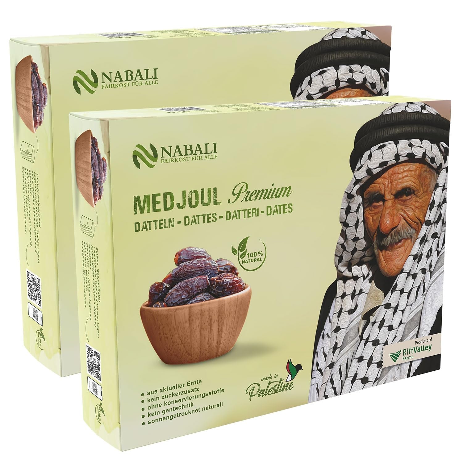 NABALI FAIRKOST FOR ALL Datteri Medjool Medjoul dalla Palestina - 100% naturale vegano aromatico tradizionale fresco e orientale I senza conservanti 5 kg (1 confezione), Piccoli/Medi Prodotti disidratati Naty Shop 5 kg (confezione da 2) Large/Jumbo