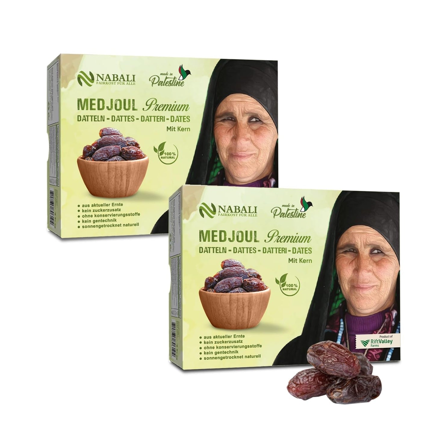 NABALI FAIRKOST FOR ALL Datteri Medjool Medjoul dalla Palestina - 100% naturale vegano aromatico tradizionale fresco e orientale I senza conservanti 5 kg (1 confezione), Piccoli/Medi Prodotti disidratati Naty Shop 1kg (confezione da 2) Large/Jumbo