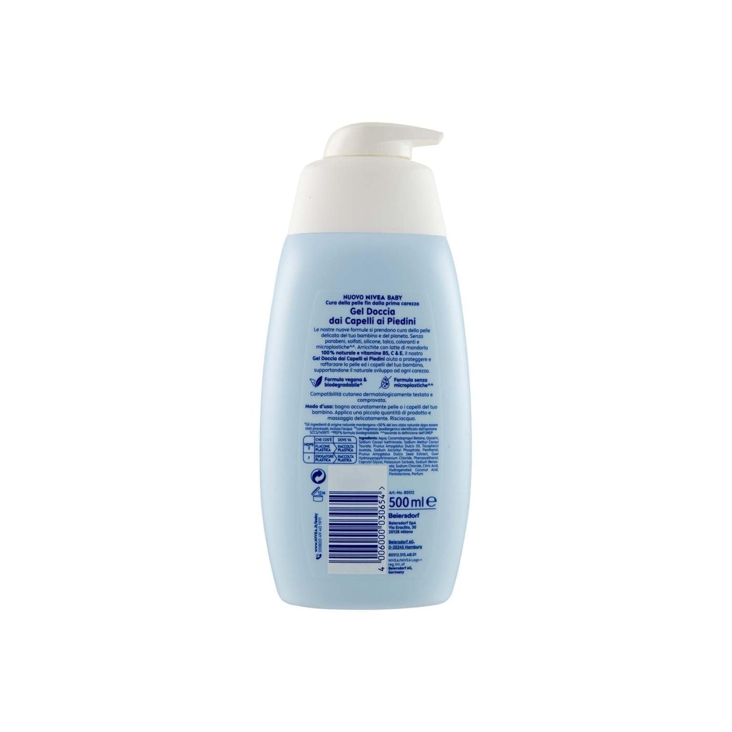 NIVEA BABY gel doccia per peli delle gambe 500 ml, bagnoschiuma per bambini per pelle e capelli morbidi e puliti, bagno per bambini con protezione antistrappo, shampoo idratante e morbido per bambini Bambini - Bagno e cura della pelle Naty Shop