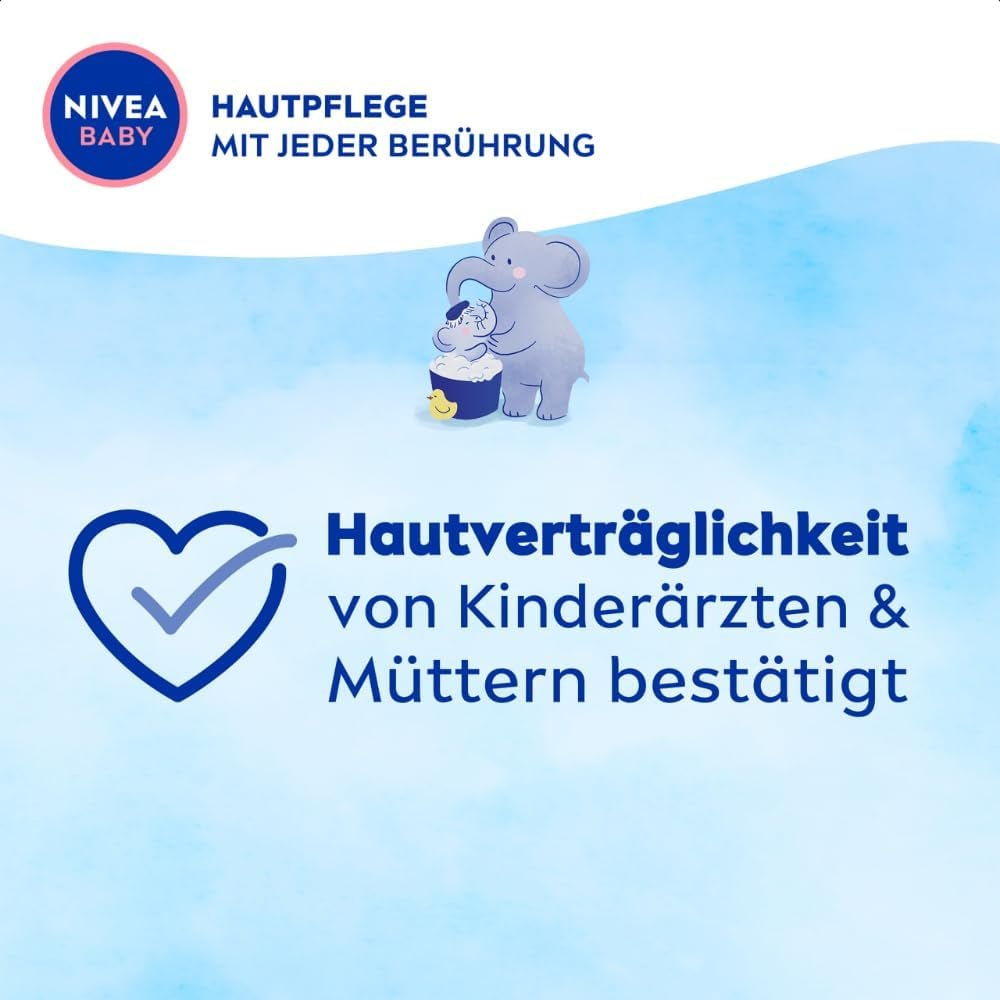 NIVEA BABY bagno&shampoo testa-piedi, shampoo vegano delicato per pelle e capelli dei bambini con olio di mandorle, gel doccia rilassante con formula ipoallergenica senza parabeni e microplastiche (200 ml) Bambini - Bagno e Cura della Pelle Naty Shop