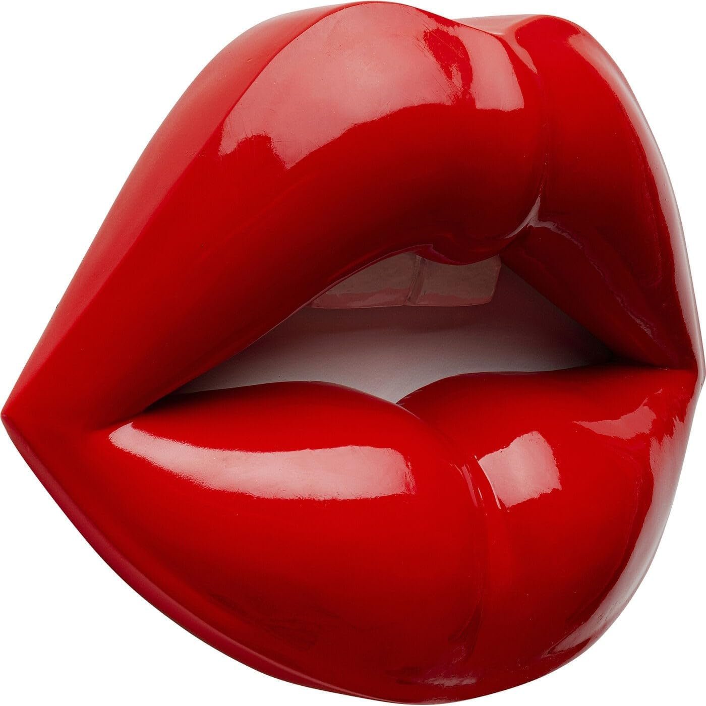Oggetto da parete Lips, rosso, moderno, oggetto decorativo, motivo labbra, decorazione per la stanza, decorazione per mensola, accessorio, soggiorno, ingresso, ufficio, camera da letto, 30 x 23 x 8 cm (A/L/P) Statuette e sculture Naty Shop