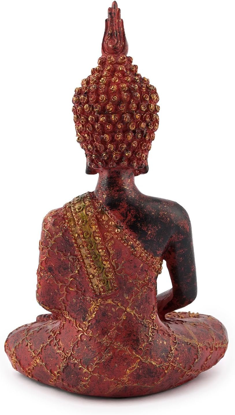 pigiama decorativo Buddha in meditazione, scultura con mantello rosso/oro Statue e sculture Naty Shop