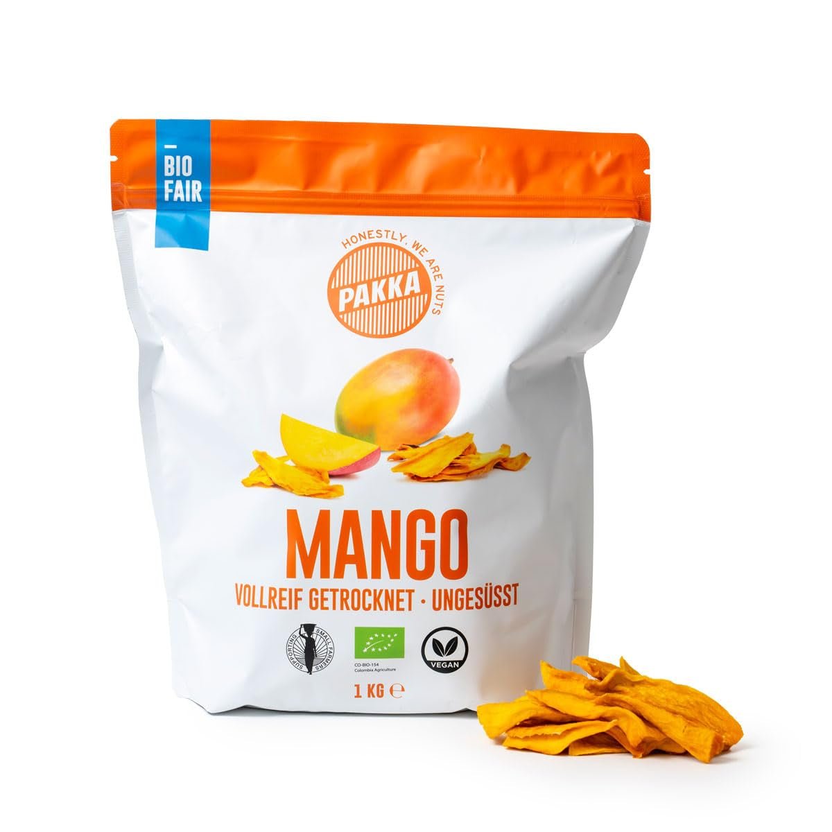 Mango biologico equo e solidale PAKKA 1kg, pezzi di mango essiccati biologici ed equi, non zuccherati, non solforati, prodotti e riempiti direttamente dal produttore in Colombia, vegani 1kg (1 confezione) Prodotti disidratati Naty Shop 1kg (1 confezione)
