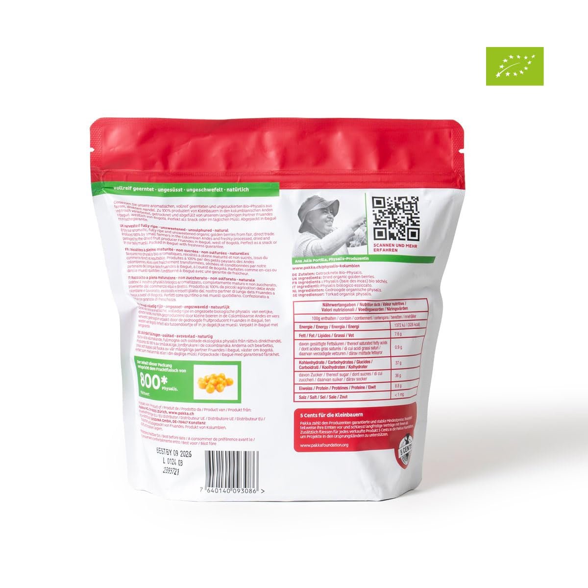 PAKKA Physalis biologico del commercio equo e solidale 1kg, olivello spinoso biologico e del commercio equo e solidale essiccato, non zuccherato, non solforato, prodotto e imbottigliato direttamente dal produttore in Colombia, vegano 1000g (1 confezione) Prodotti disidratati Naty Shop