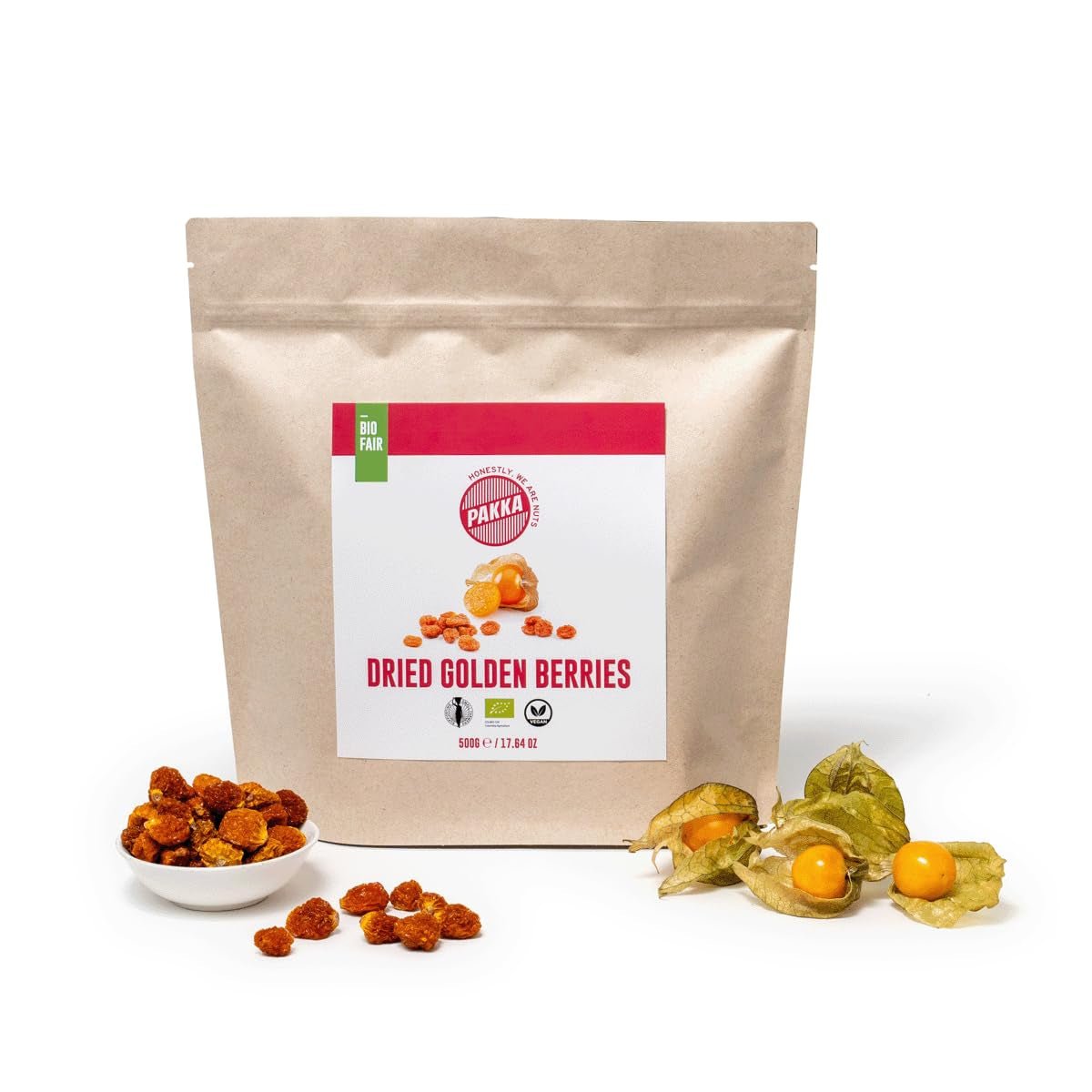 PAKKA Physalis biologico del commercio equo e solidale 1 kg, olivello spinoso essiccato biologico e del commercio equo e solidale, non zuccherato, non solforato, prodotto e imbottigliato direttamente dal produttore in Colombia, vegano 1000 g (1 confezione) Naty Shop Prodotti disidratati Variante 1: 500 G (1 confezione)