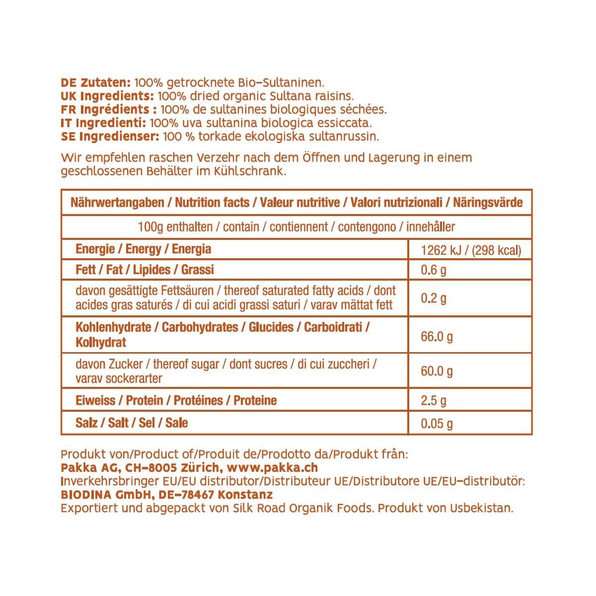 PAKKA - Uva sultanina biologica Fairtrade 1kg, sultanina senza semi, senza pelle ed essiccata al sole Uvatanina di Samarcanda Uzbekistan 1000g Prodotti disidratati Naty Shop