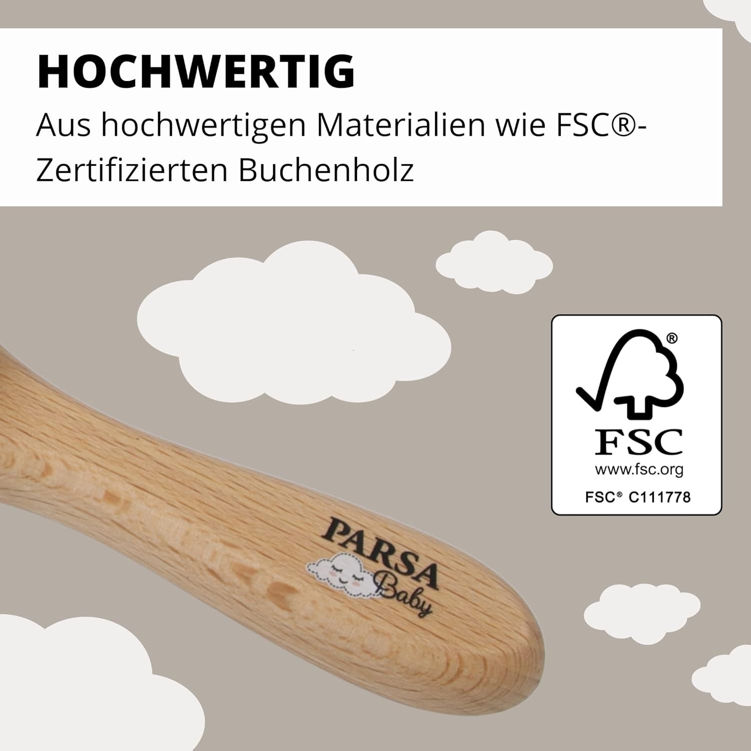 PARSA Beauty spazzola per capelli per bambini con pelo di capra - spazzola per capelli per bambini in legno di faggio certificato FSC® - spazzola per la cura dei peli fini di bambini - spazzola per bambini Bambini - Bagno e cura della pelle Naty Shop