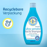 PENATEN Ultra Sensitive Bath & Shampoo (400 ml), bagnetto e shampoo particolarmente delicato per la pelle molto sensibile dei neonati, soggetta a neurodermite, gel doccia e shampoo per capelli senza profumo e coloranti Bambini - Bagno e cura della pelle Naty Shop