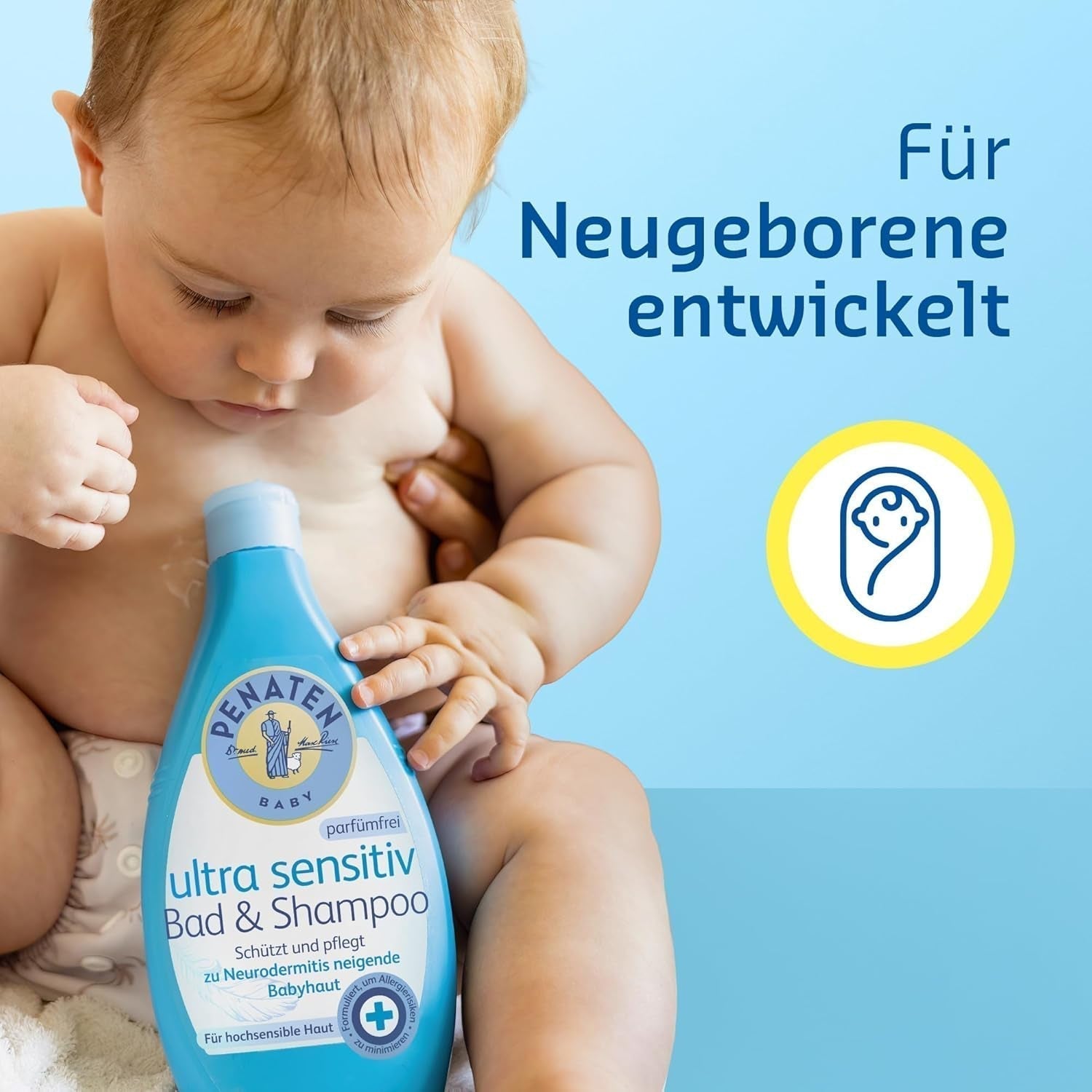 PENATEN Ultra Sensitive Bath & Shampoo (400 ml), bagnetto e shampoo particolarmente delicato per la pelle molto sensibile dei neonati, soggetta a neurodermite, gel doccia e shampoo per capelli senza profumo e coloranti Bambini - Bagno e cura della pelle Naty Shop