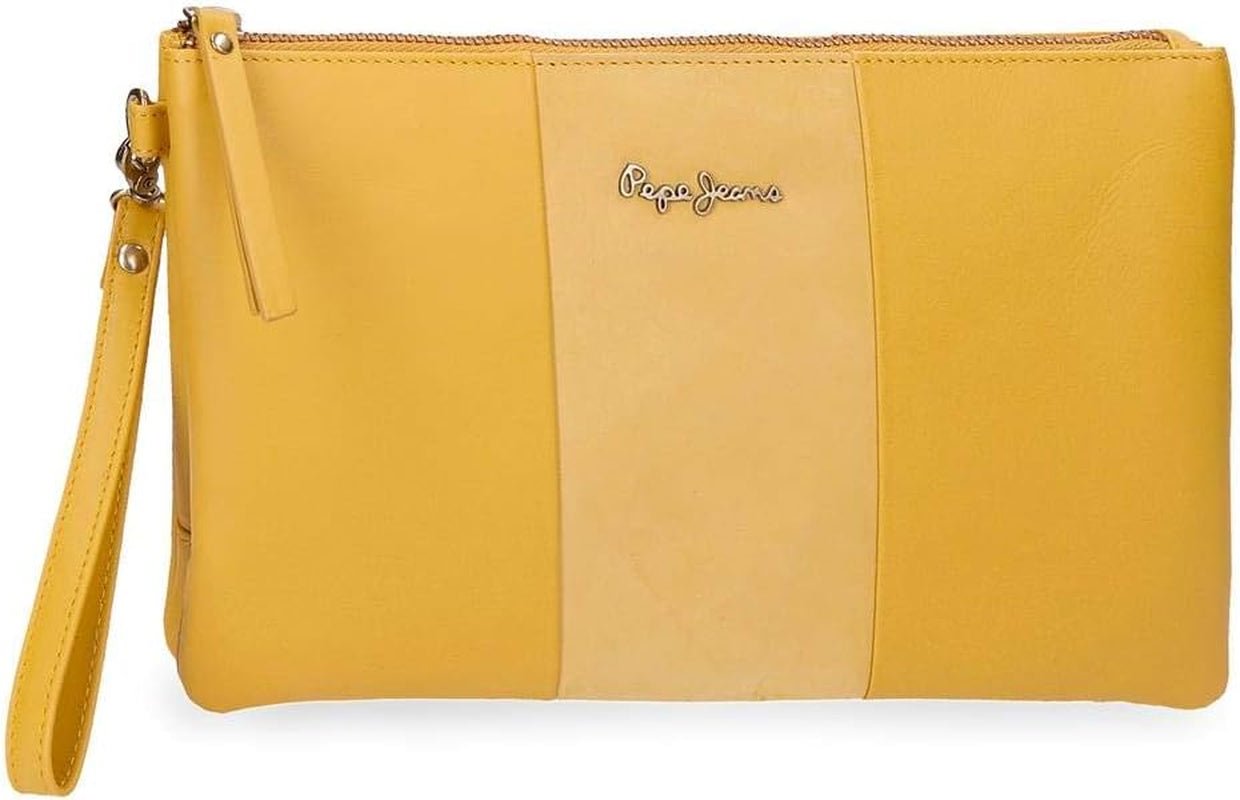 Pepe Jeans Portafoglio doppio Borsa gialla 27x17x2 cm Portafoglio in pelle da donna Naty Shop Borsa gialla