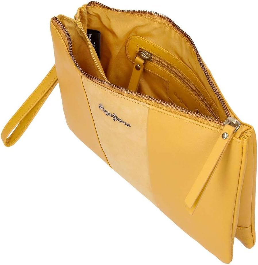 Pepe Jeans Portafoglio doppio Borsa gialla 27x17x2 cm Portafoglio in pelle da donna Naty Shop