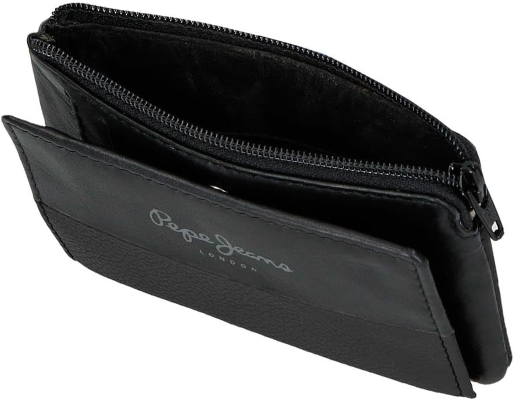 Pepe Jeans Joumma Bags Borsa doppia, Nero, 11 x 7 x 1,5 cm, Pelle, Nero, Taglia unica, Portafoglio Portafoglio da uomo Naty Shop