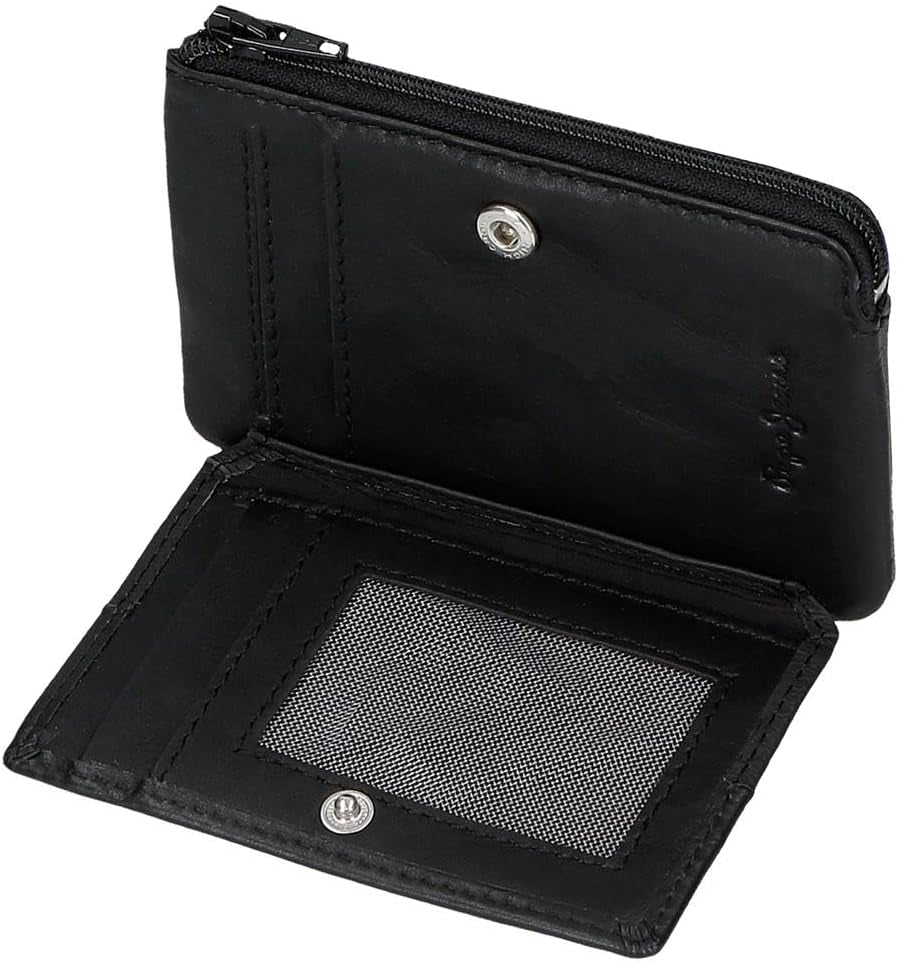 Pepe Jeans Joumma Bags Borsa doppia, Nero, 11 x 7 x 1,5 cm, Pelle, Nero, Taglia unica, Portafoglio Portafoglio da uomo Naty Shop