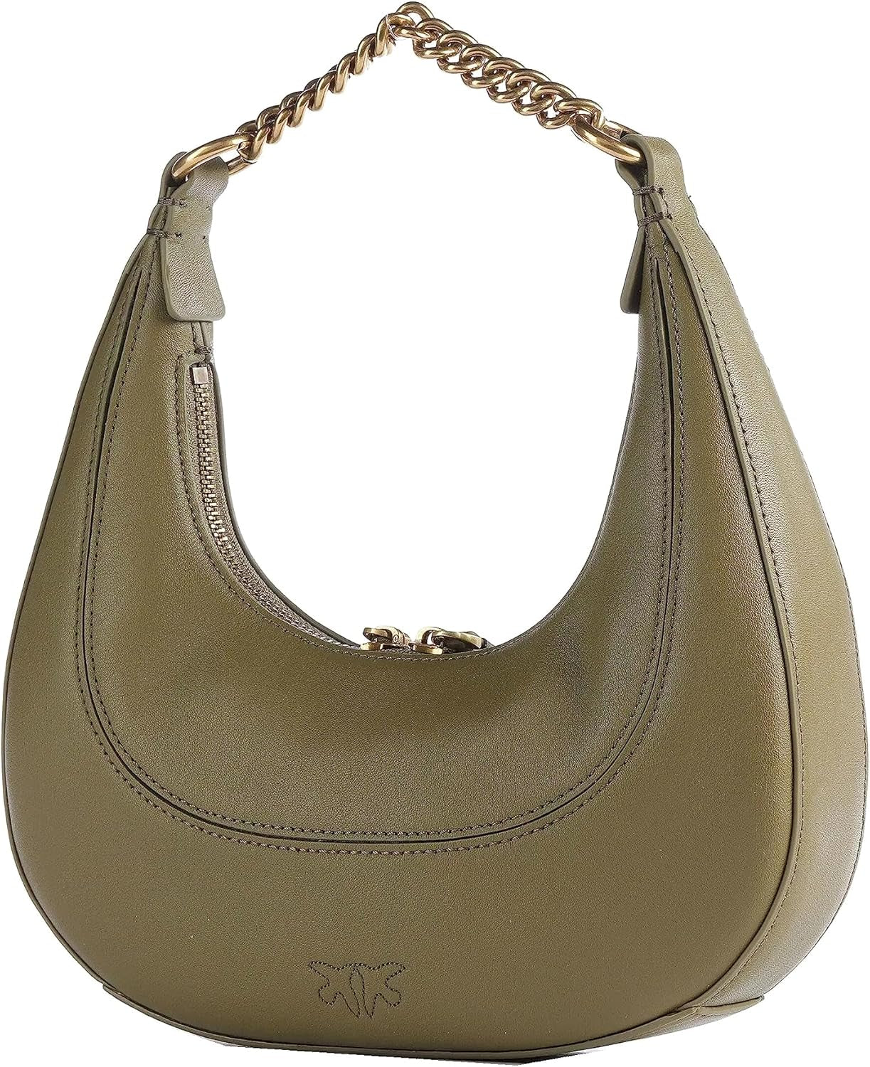 Pinko BRIOCHE HOBO Mini KALB MORB da donna, V62q_Green Thread-Antique Gold Borse Donna Naty Shop