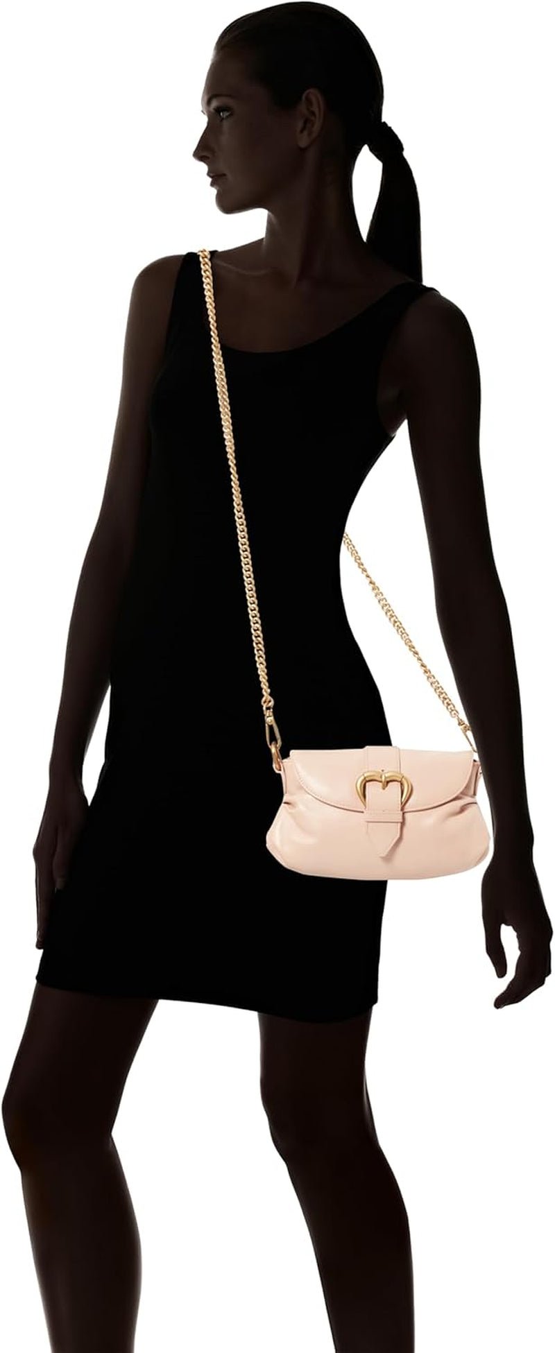 Pinko Borsa a spalla Jolene Mini Crystal Calf da donna, O81m_Chocolate Gold Borse Donna Naty Shop