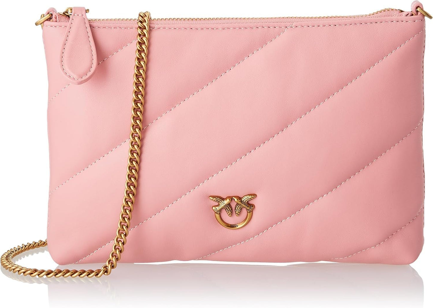 Pinko Pouch Piatto Donna Nappa Pecora FLACHTASCHE SCHAFNAPPA Borse Donna Naty Shop P66Q_Rosa Rossore-Antique Gold