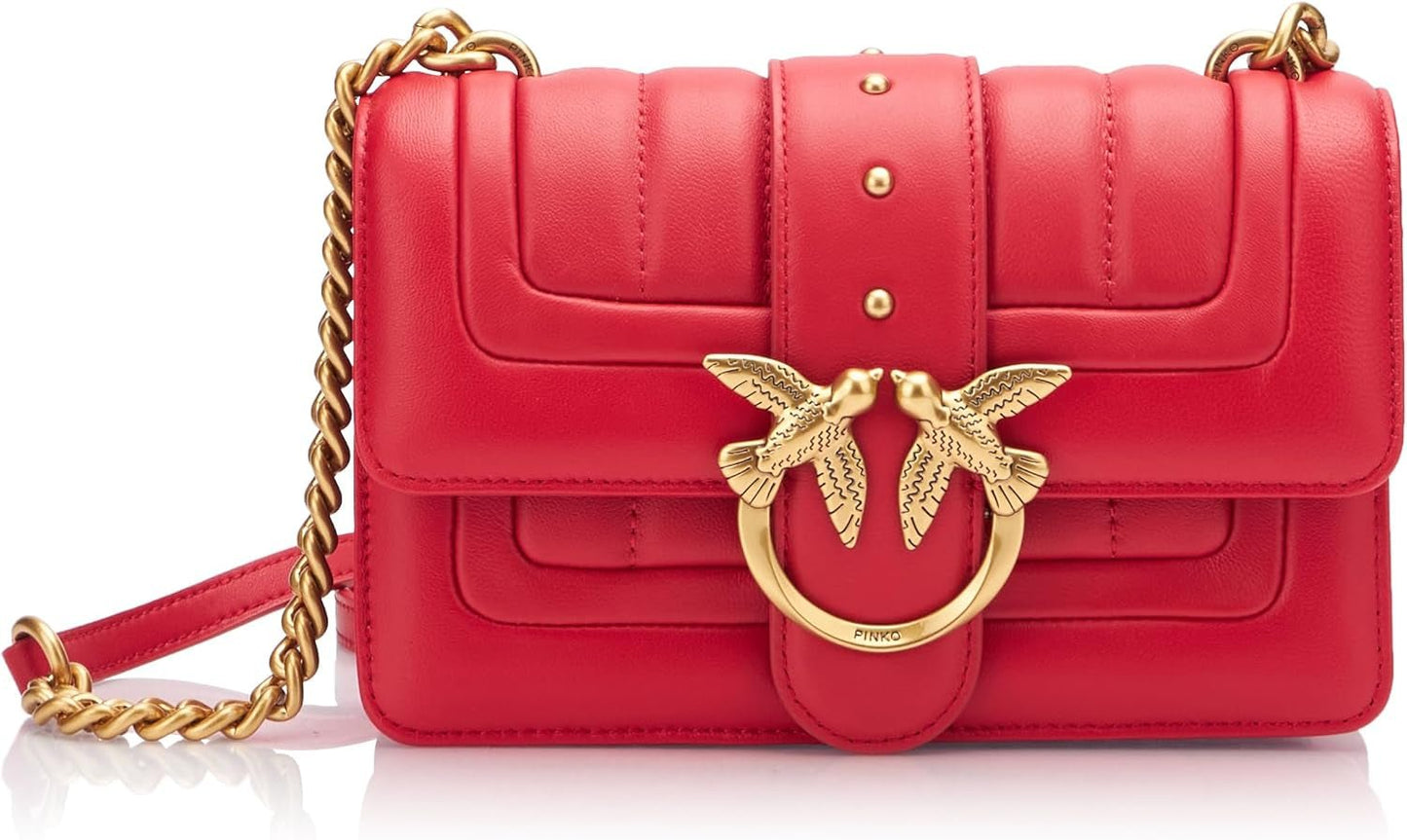 Pinko Borsa Ladies Love One Mini Cl Single Side Sheep Nappa Line Quilt Donna Borse Naty Shop R30Q_Rosso oro antico