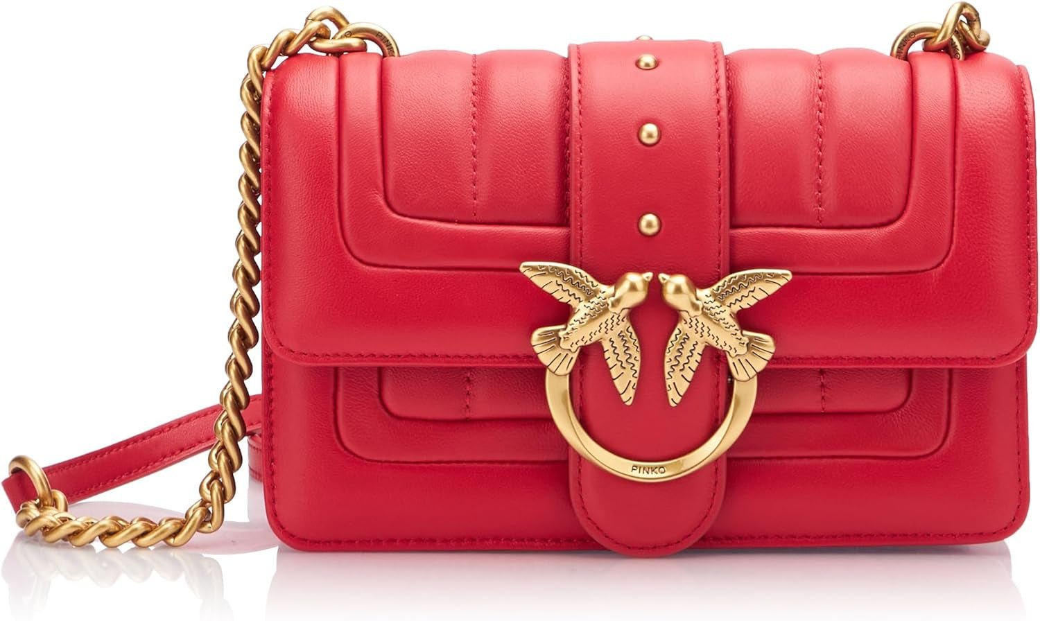 Pinko Borsa Ladies Love One Mini Cl Single Side Sheep Nappa Line Quilt Donna Borse Naty Shop R30Q_Rosso oro antico