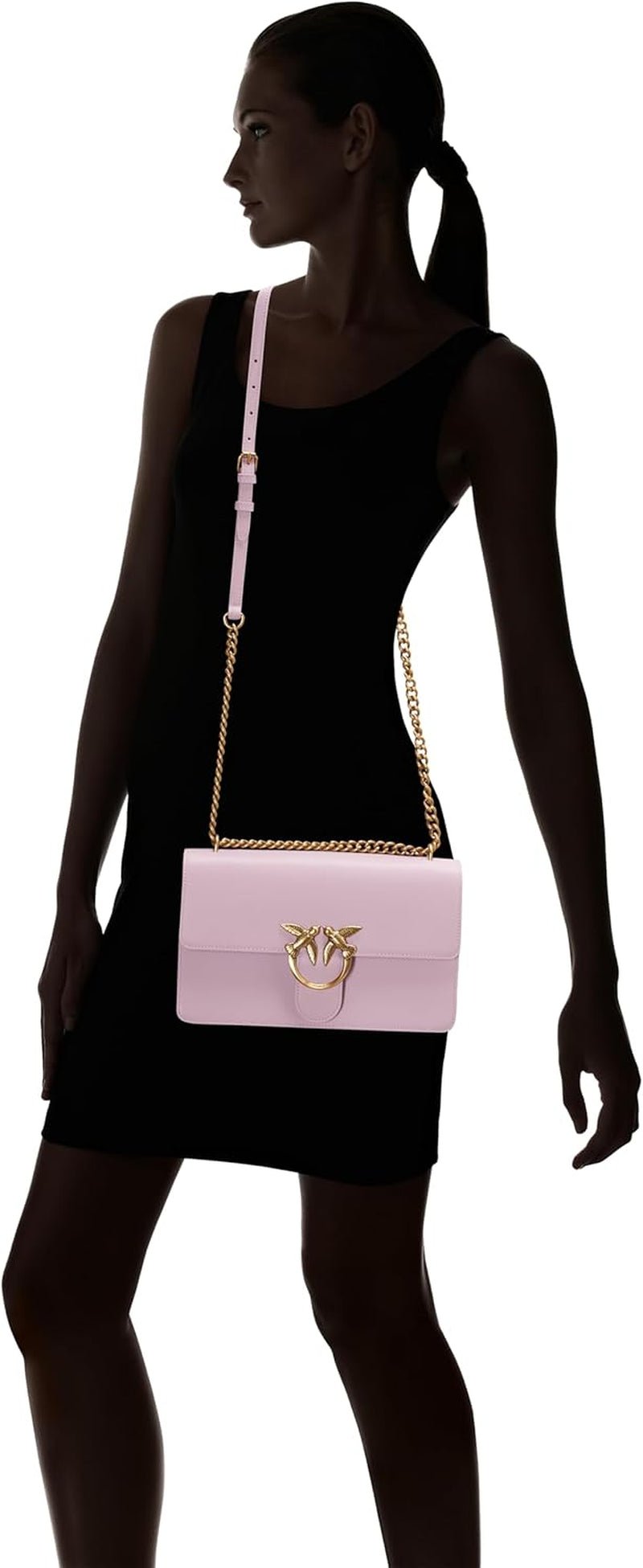 Borsa Pinko Love One Classic Dc in pelle di vitello, wgq_lilac- oro antico Borse Donna Naty Shop