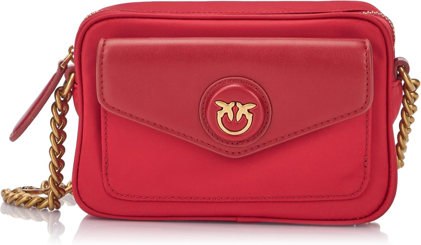 Pinko Nyllo Gate Camera CASE Recycled NYLO Borse da Donna Naty Shop R40Q_Dark Red Antique Gold