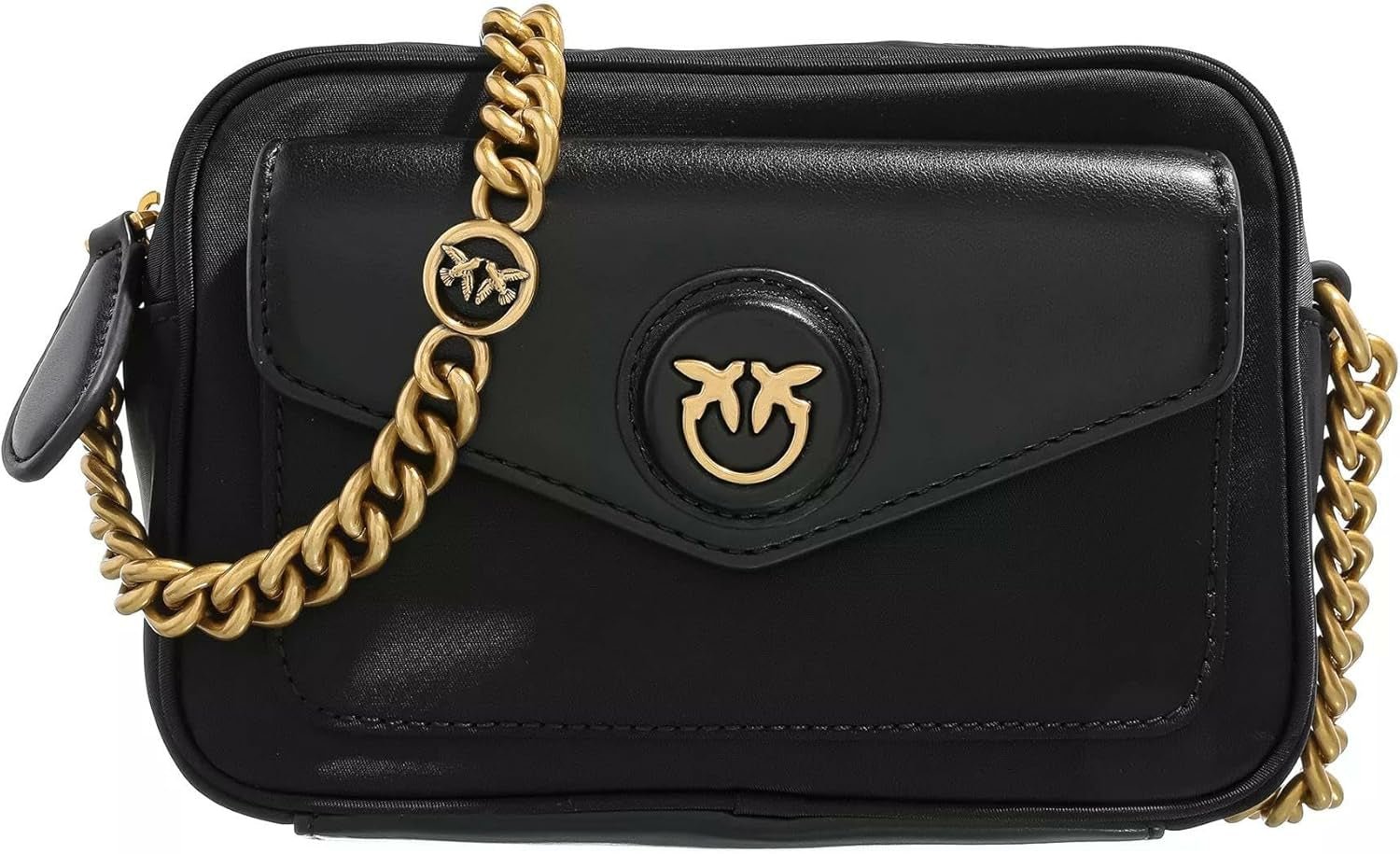 Pinko Nyllo Gate Camera CASE Recycled NYLO Borse Donna Naty Shop Z99Q_Antique Nero-Oro