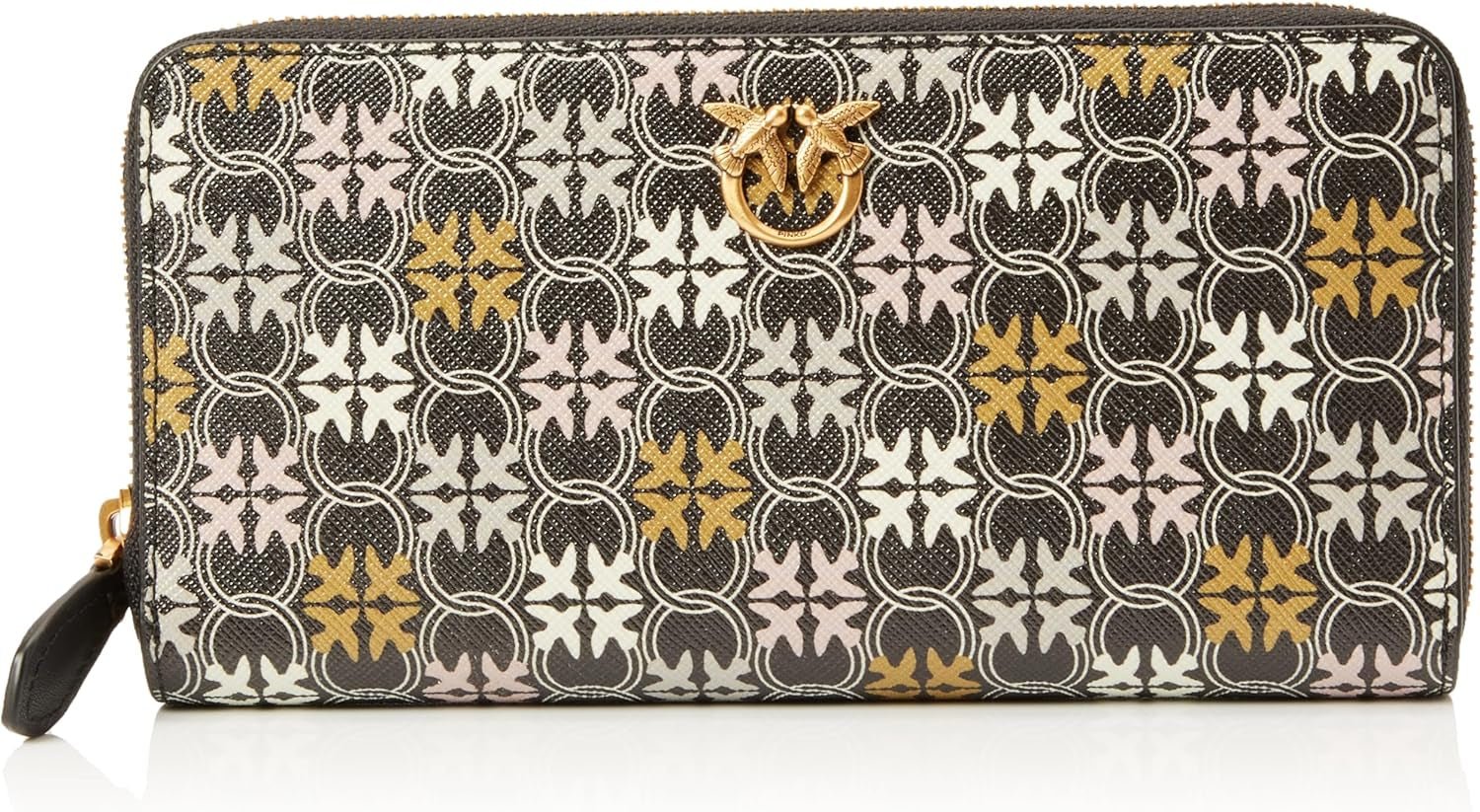 Pinko Ryder Portafoglio da donna con cerniera in pelle con stampa logo Accessori da viaggio, Zm7q_Black/Marrone/Bianco.Antique Go Wallet Donna Naty Shop Titolo predefinito