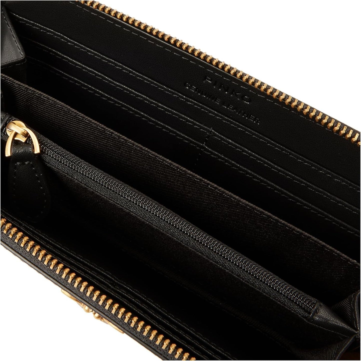Pinko Ryder Portafoglio da Donna con Zip in Pelle Stampa Logo Accessori da Viaggio, Zm7q_Black/Marrone/Bianco.Antique Go Wallet Donna Naty Shop