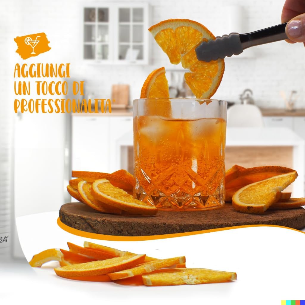 Arance fresche liofilizzate a mezze fette - arance disidratate a freddo per cocktail professionali frutta fresca liofilizzata frutta secca per cocktail - confezione da 1 litro ca. 70 prodotti disidratati Naty Shop