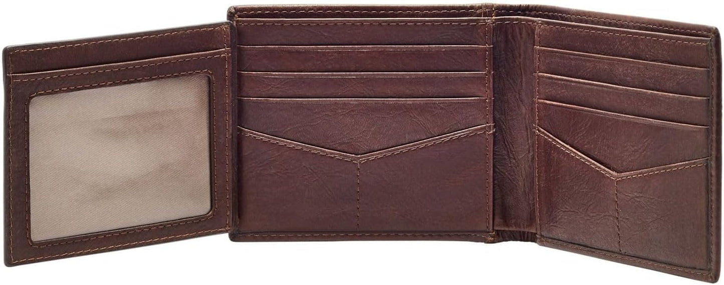 Portafoglio bifold da uomo in pelle Ingram Fossil 11,43 cm di lunghezza x 1,905 cm di larghezza x 8,89 cm di altezza Portafoglio da uomo Naty Shop