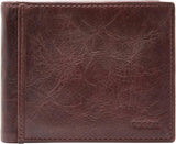 Portafoglio bifold da uomo in pelle Ingram Fossil 11,43 cm di lunghezza x 1,905 cm di larghezza x 8,89 cm di altezza Portafoglio da uomo Naty Shop Marrone