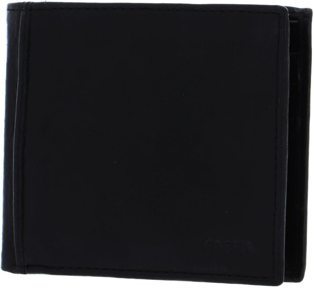 Portafoglio bifold da uomo in pelle Ingram Fossil 11,43 cm di lunghezza x 1,905 cm di larghezza x 8,89 cm di altezza Portafoglio da uomo Naty Shop Nero