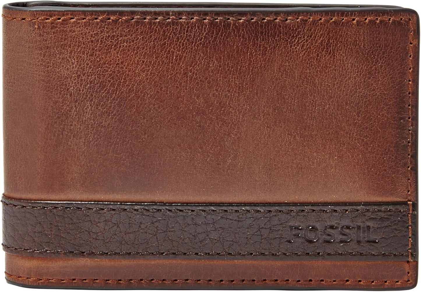 Portafoglio bifold da uomo Fossil in pelle Quinn 10 cm L x 1,5 cm L x 7 cm A Portafoglio da uomo Naty Shop Marrone