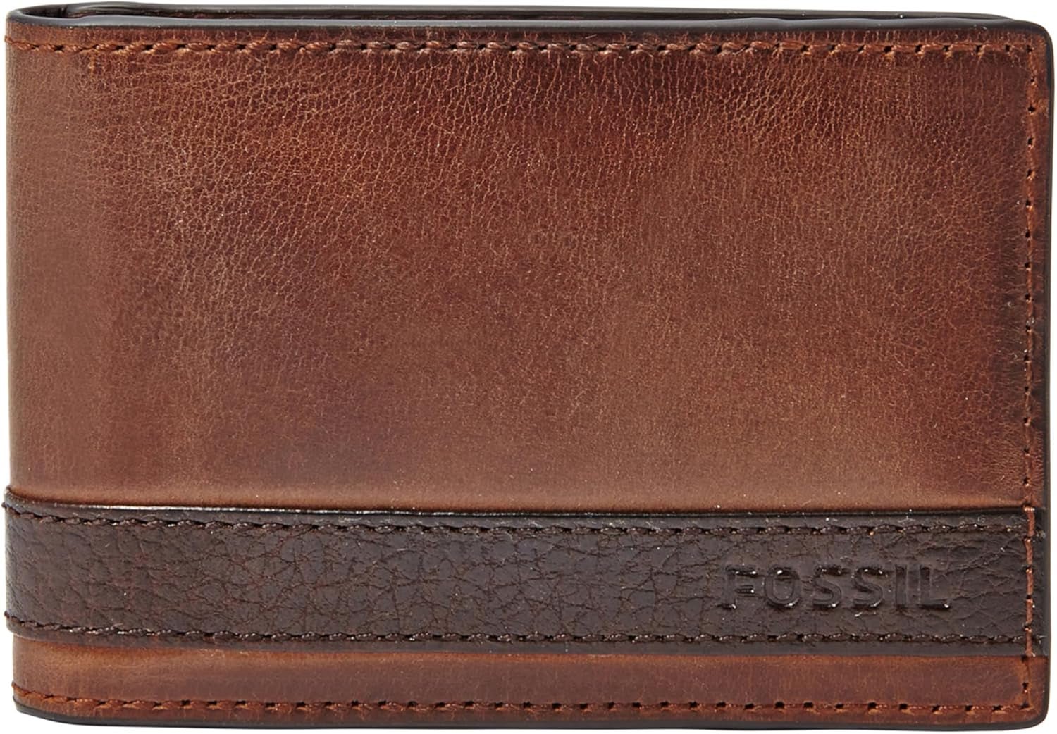 Portafoglio bifold da uomo Fossil in pelle Quinn 10 cm L x 1,5 cm L x 7 cm A Portafoglio da uomo Naty Shop Marrone