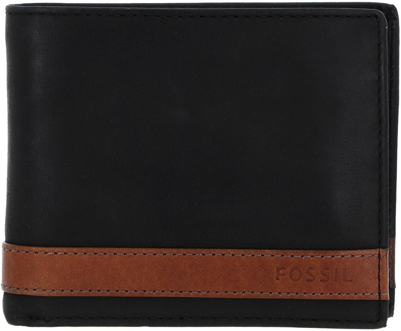 Portafoglio bifold da uomo in pelle Fossil Quinn 11,43 cm L x 2,54 cm L x 9,525 cm A Portafoglio da uomo Naty Shop Nero