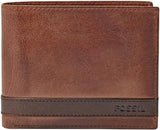 Portafoglio bifold da uomo in pelle Fossil Quinn 11,43 cm L x 2,54 cm L x 9,525 cm A Portafoglio da uomo Naty Shop Marrone