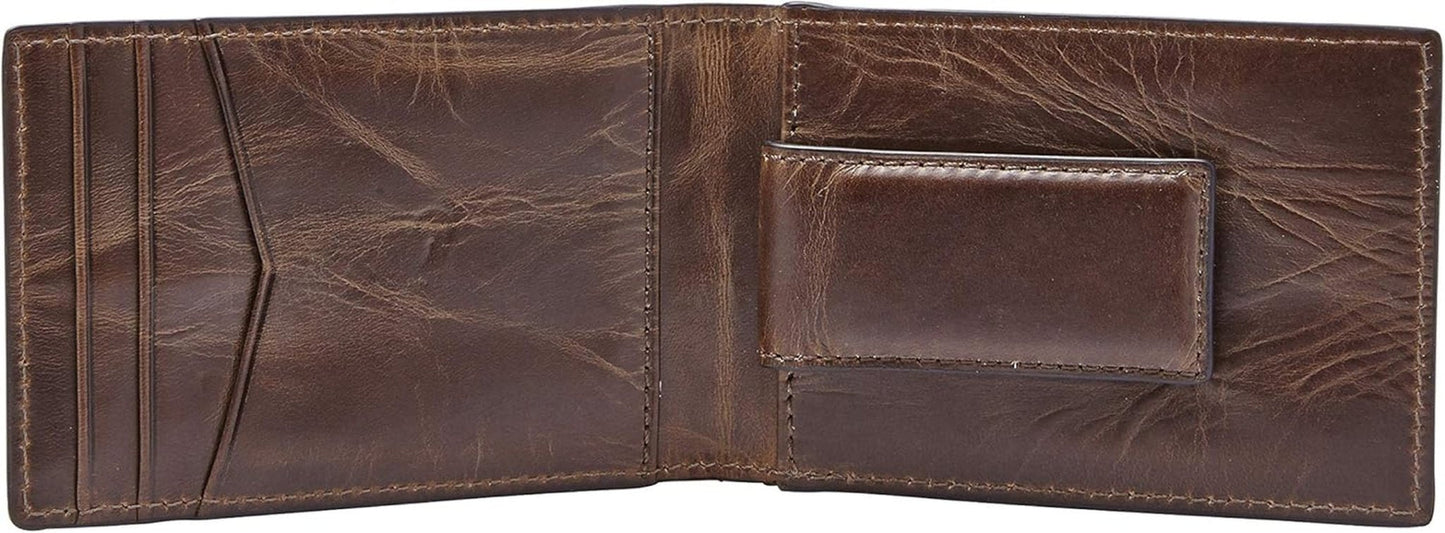 Portafoglio bifold da uomo in pelle Fossil Andrew 11,5 cm di lunghezza x 1,9 cm di larghezza x 7,7 cm di altezza Portafoglio da uomo Naty Shop