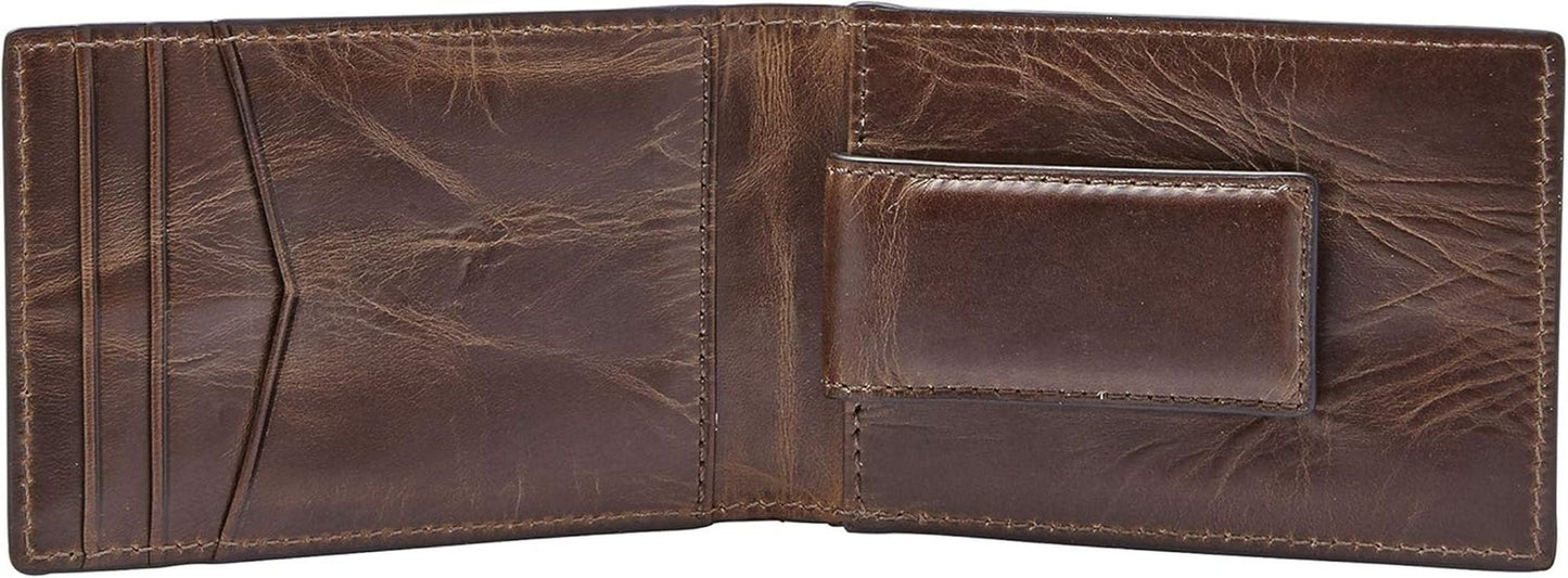 Portafoglio bifold da uomo in pelle Fossil Andrew 11,5 cm di lunghezza x 1,9 cm di larghezza x 7,7 cm di altezza Portafoglio da uomo Naty Shop