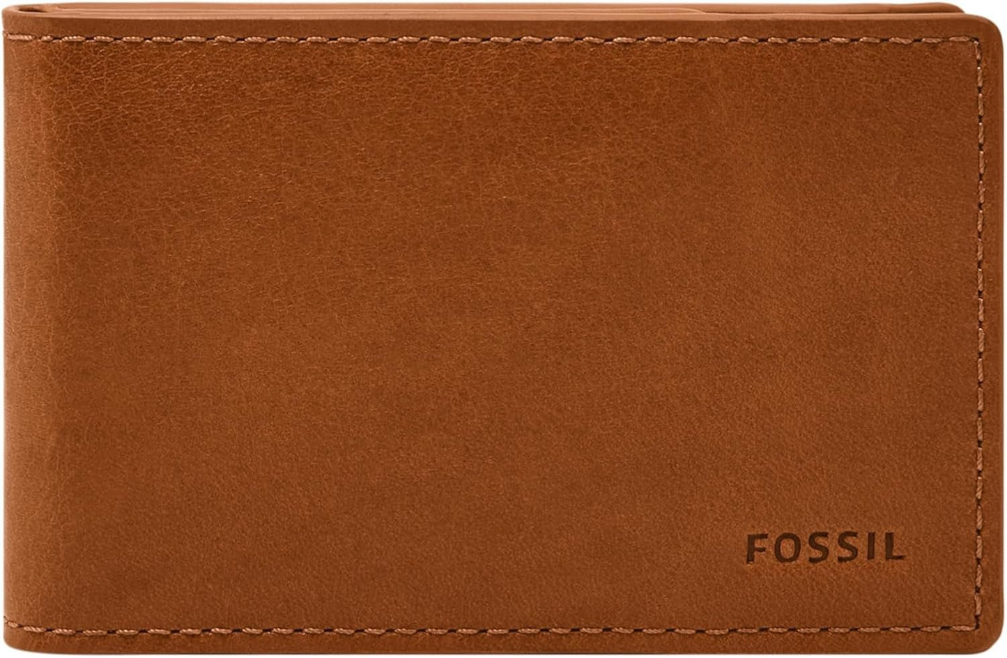 Portafoglio bifold da uomo in pelle Fossil Andrew 11,5 cm di lunghezza x 1,9 cm di larghezza x 7,7 cm di altezza Portafoglio da uomo Naty Shop Saddle