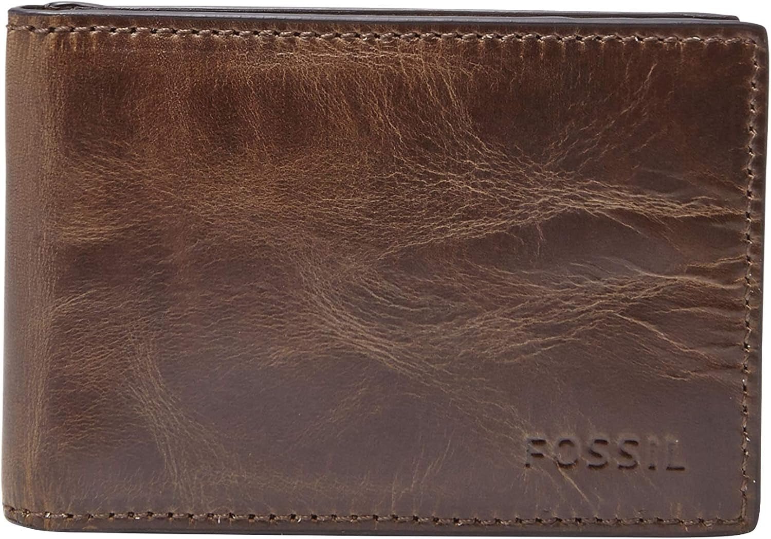 Portafoglio bifold da uomo in pelle Fossil Andrew 11,5 cm di lunghezza x 1,9 cm di larghezza x 7,7 cm di altezza Naty Shop Portafoglio da uomo Derrick Marrone scuro