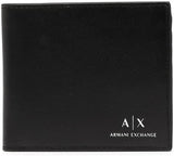 Portafoglio Armani Exchange A|X Logo in pelle liscia, titolo predefinito del portafoglio Naty Shop da uomo nero