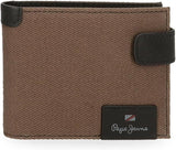 Portafoglio orizzontale Pepe Jeans Hilltop con chiusura a clic, portafoglio da uomo unico Naty Shop Marrone