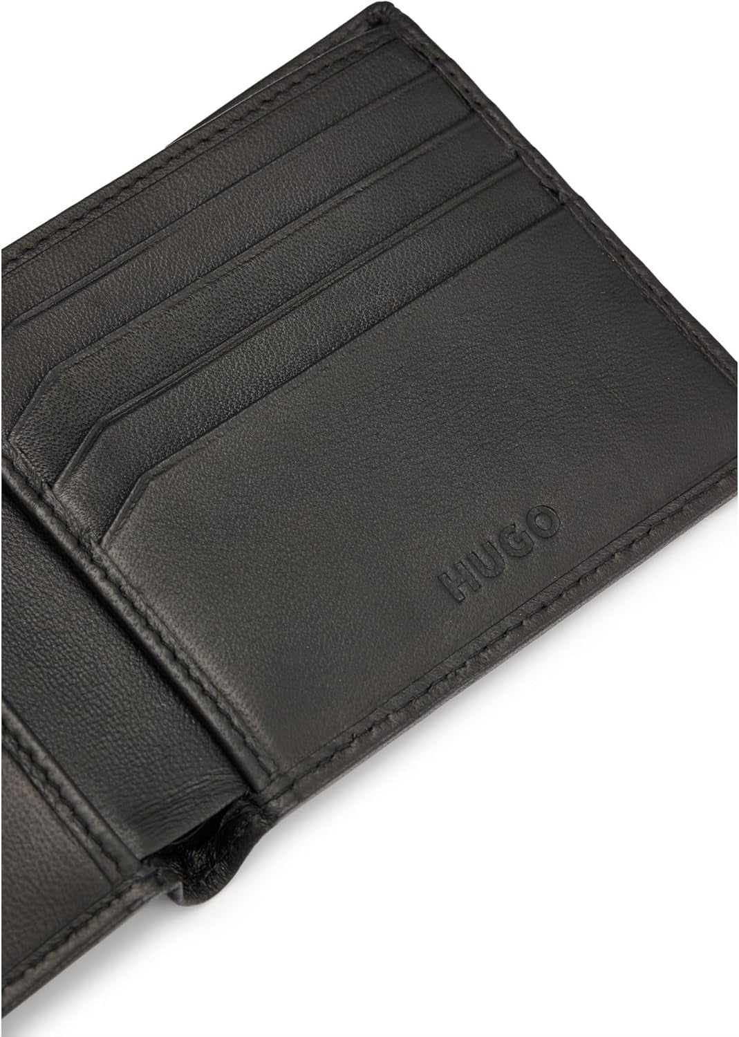 HUGO Portafoglio Tibby 8 scomparti da uomo in nappa con logo nero Stck Portafoglio da uomo Naty Shop