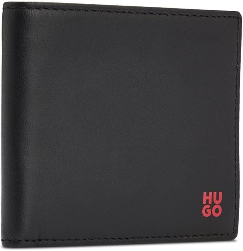 HUGO Portafoglio Tibby 8 scomparti da uomo in nappa con logo nero Stck Portafoglio da uomo Naty Shop