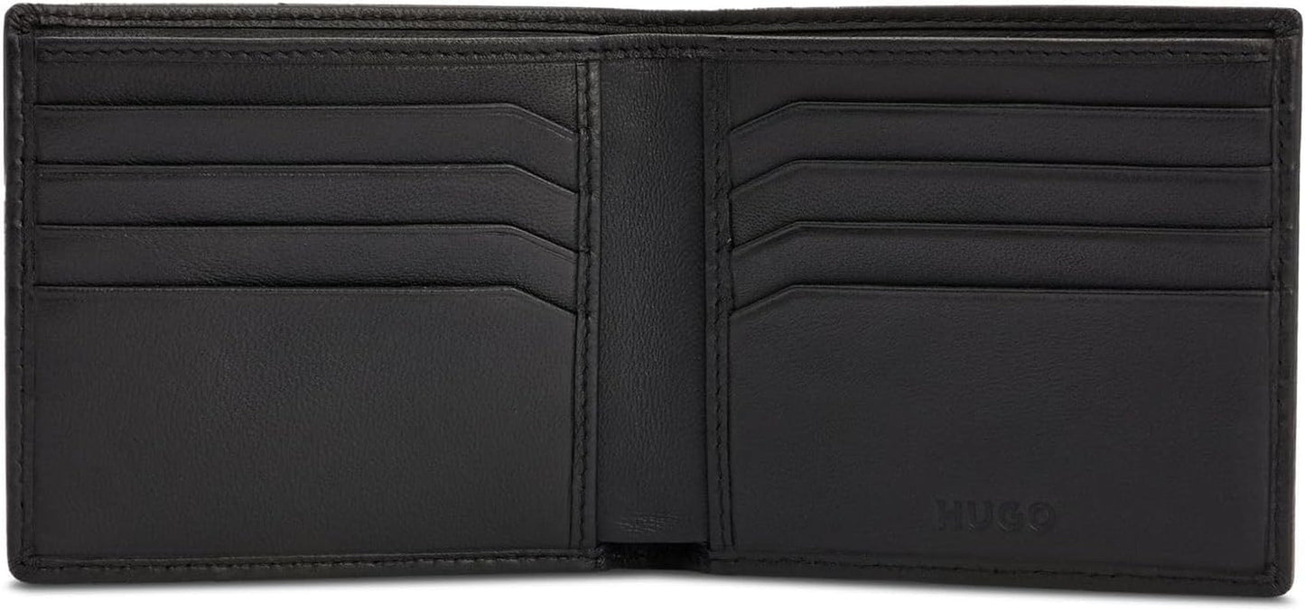 HUGO Portafoglio Tibby 8 scomparti da uomo in nappa con logo nero Stck Portafoglio da uomo Naty Shop