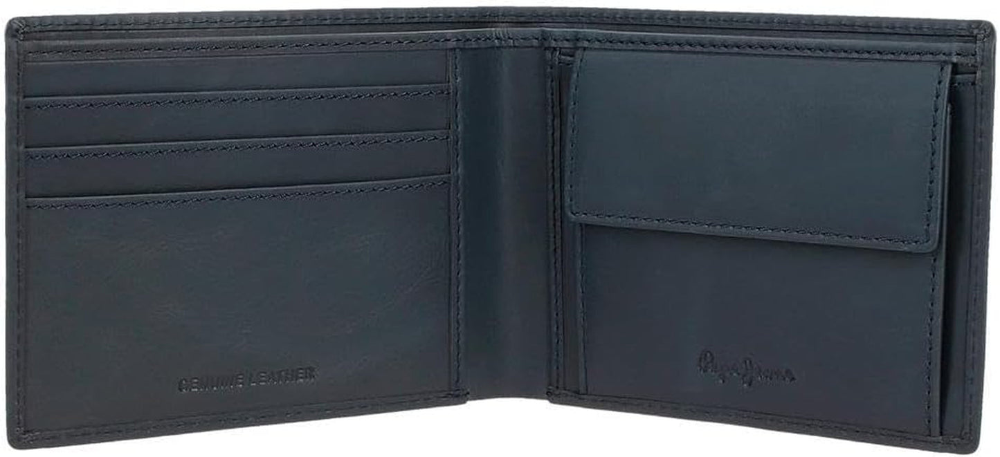 Portafoglio da uomo Pepe Jeans Blu 11,5 x 8 x 1 cm Portafoglio in pelle protetto RFID con portamonete Portafoglio da uomo Naty Shop