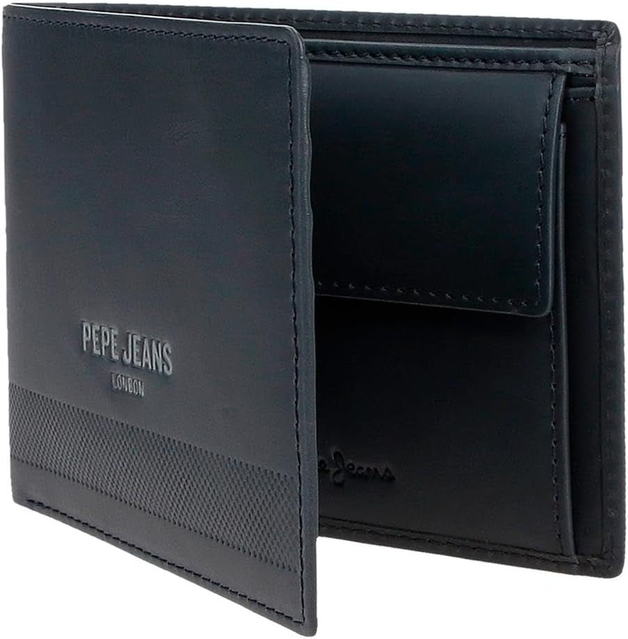 Portafoglio da uomo Pepe Jeans Blu 11,5 x 8 x 1 cm Portafoglio in pelle protetto RFID con portamonete Portafoglio da uomo Naty Shop