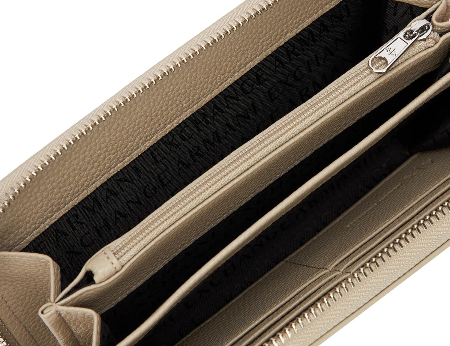 Armani Exchange Portafoglio Tri-Fold da Donna Essential Wave Pisco Argento con Logo Stampato Naty Shop Portafoglio da Donna