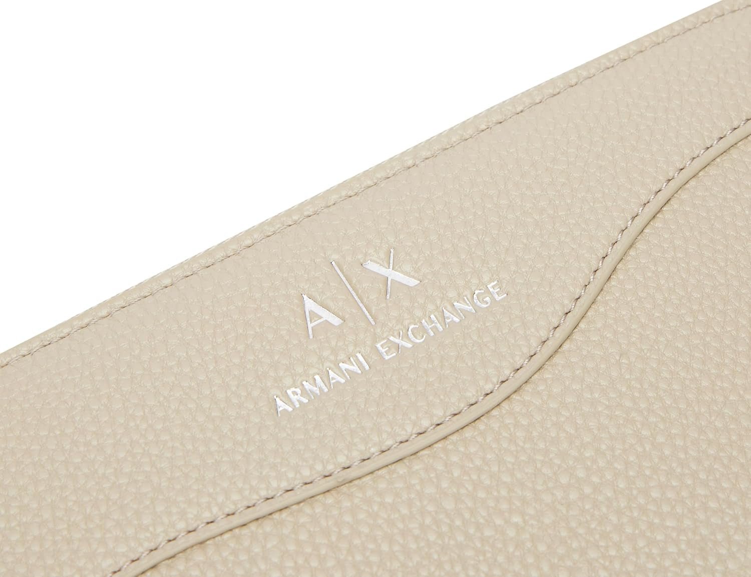 Armani Exchange Portafoglio Tri-Fold da Donna Essential Wave Pisco Argento con Logo Stampato Naty Shop Portafoglio da Donna