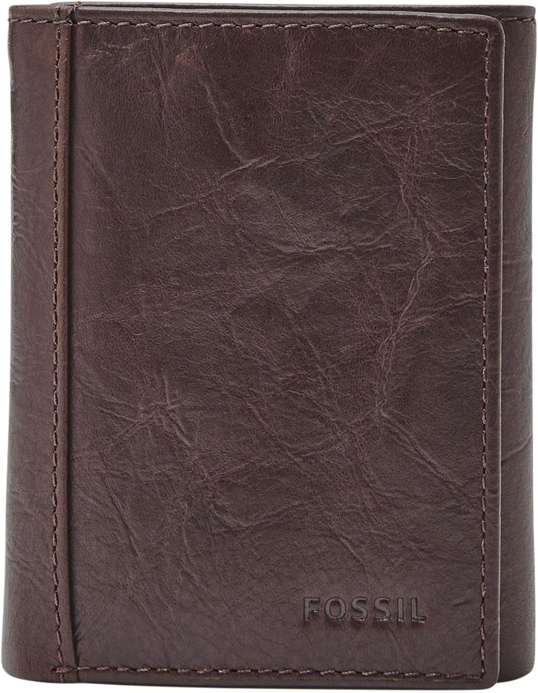 Portafoglio a tre ante in pelle Neel Fossil da uomo 8,255 cm di lunghezza x 1,905 cm di larghezza x 10,16 cm di altezza Portafoglio da uomo Naty Shop Marrone