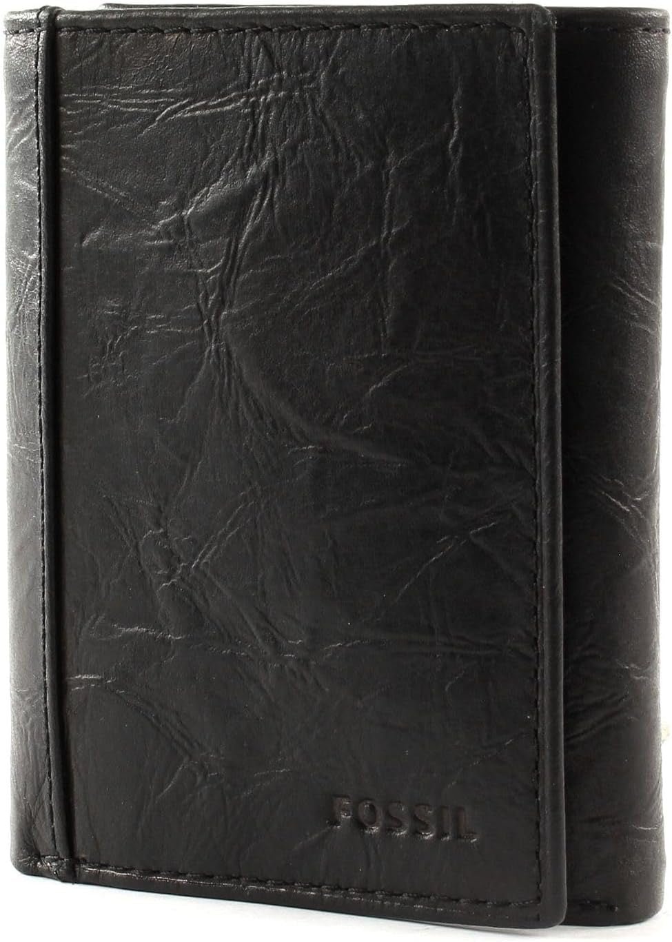 Portafoglio a tre ante in pelle Neel Fossil da uomo 8,255 cm di lunghezza x 1,905 cm di larghezza x 10,16 cm di altezza Portafoglio da uomo Naty Shop Nero